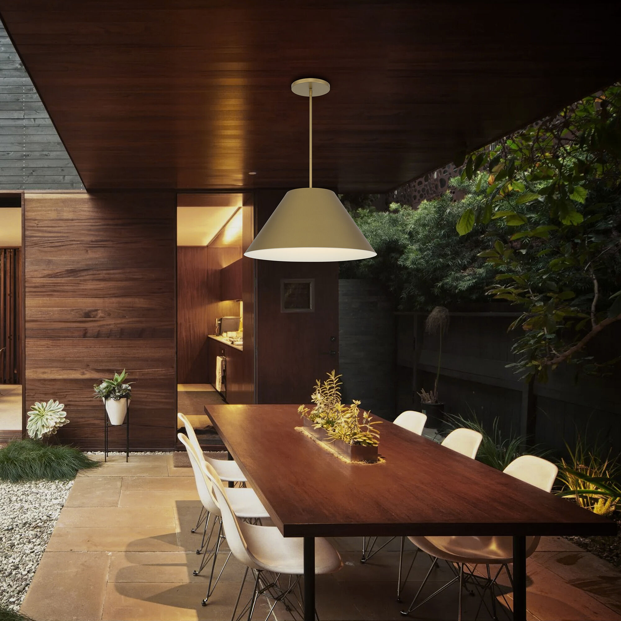 Jaz LED 21.88 inch Painted Brass Outdoor Pendant